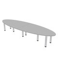 Skutchi Designs 10Ft Oval Shaped Conference Room Table with Silver Post Legs, 8 Person Table, Light Gray HAR-OVL-46119-PT-01